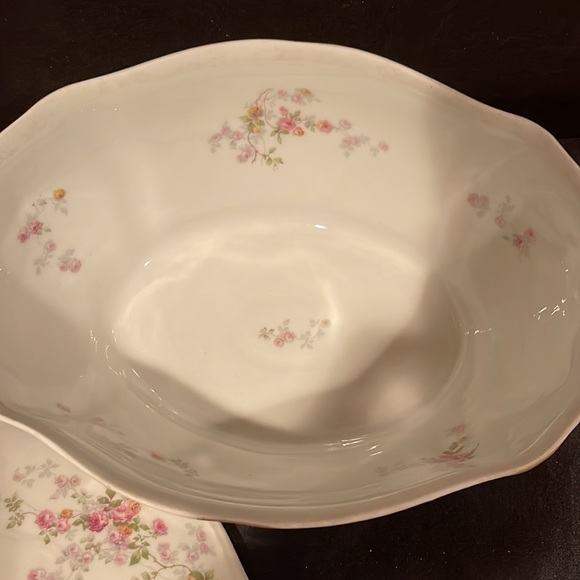 C. Ahernfeldt, Pink Floral With Green Leaves Pattern, Limoges: Large Tureen - Picture 4 of 10